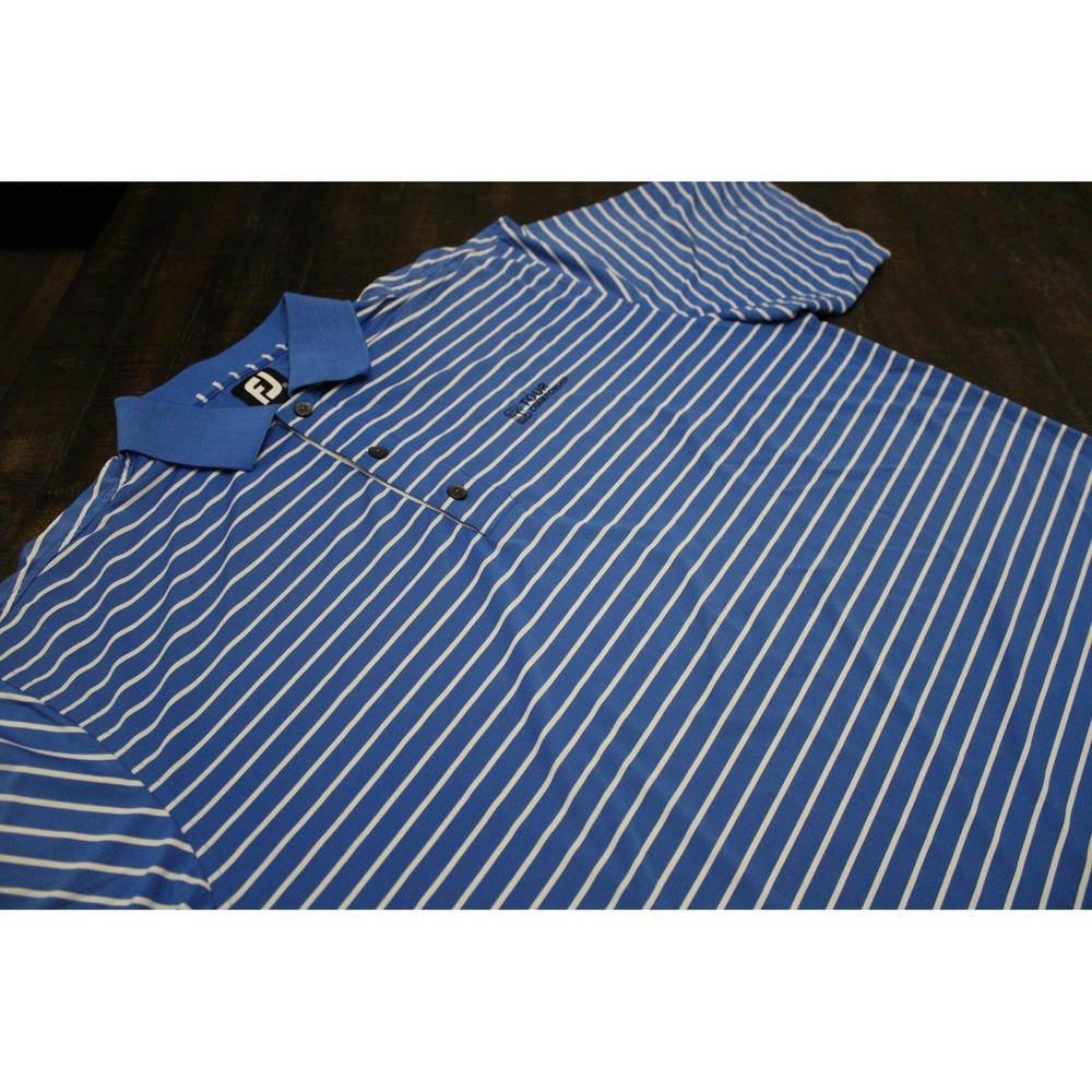 Tour Championship Golf Shirt Mens XL Blue Stripe Polo FootJoy FJ East Lake